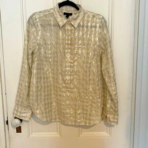 Jcrew vermeil button down shirt. Gold and silver threads. Like new. US6